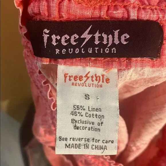 Freestyle Revolution Red Smocked Waist Linen Pants - Picture 9 of 9